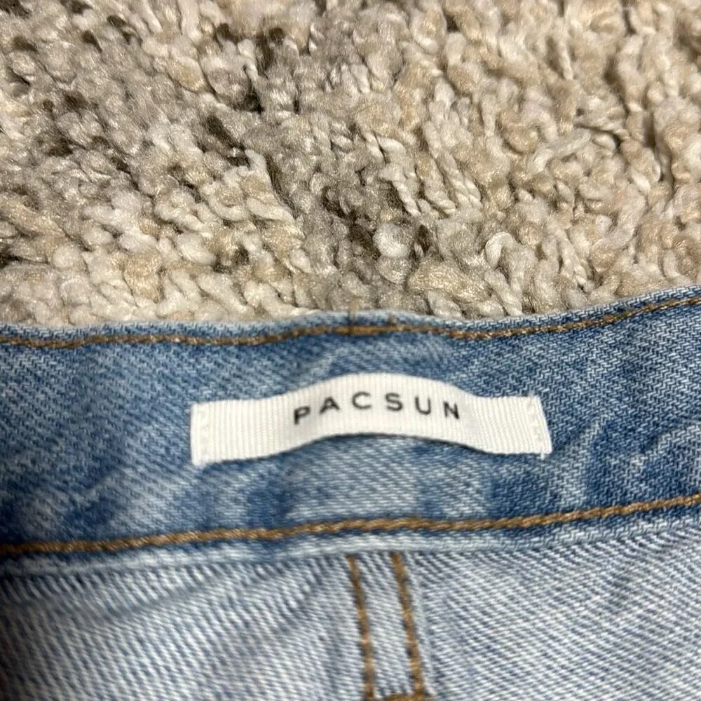 PacSun Vintage High Rise Button Fly Frayed Denim Shorts Size 30 - Picture 3 of 7